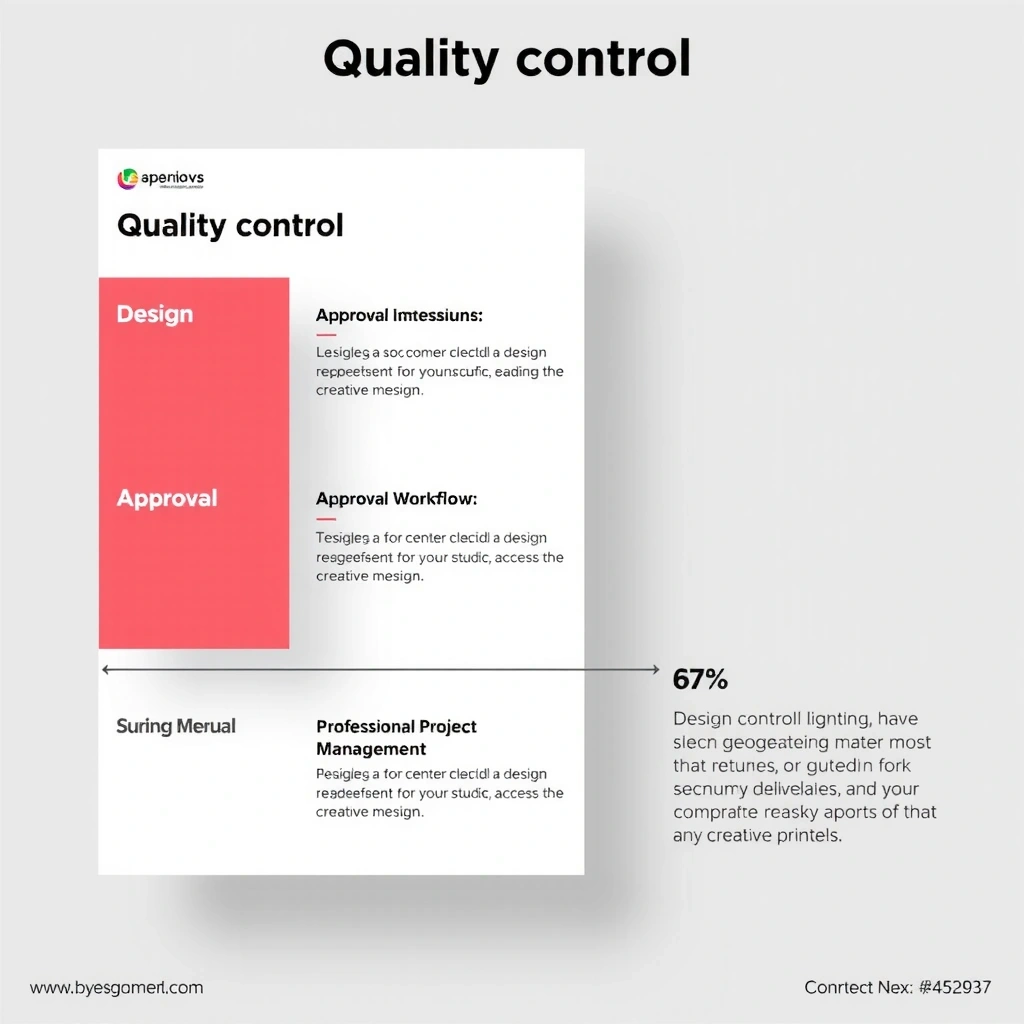 Quality control process showing design review, testing, and approval workflow